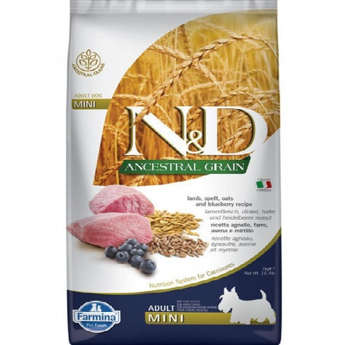 N&D Dog Ancestral Grain bárány tönköly zab áfonya adult mini 7kg 