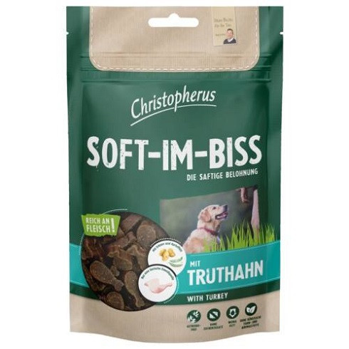 Christopherus Dog Jutalomfalat Grain Free Soft-Im-Biss Rovarfehérje-Pulyka 125g
