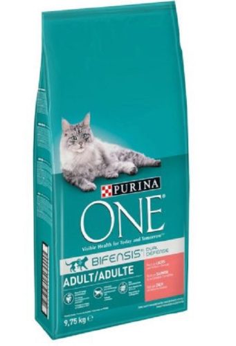 PURINA ONE Lazacban és teljes kiőrlésű gabonákban gazdag száraz macskaeledel 9,75kg