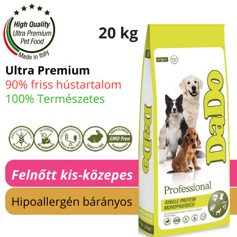 DaDo hipoallergén felnőtt bárányos közepestestű kutyatáp 20kg