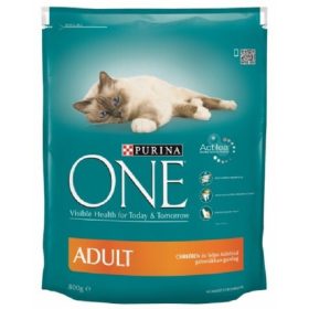   ONE Száraz Macska Adult Csirke+Teljes Kiőrlésű Gabonák 800g