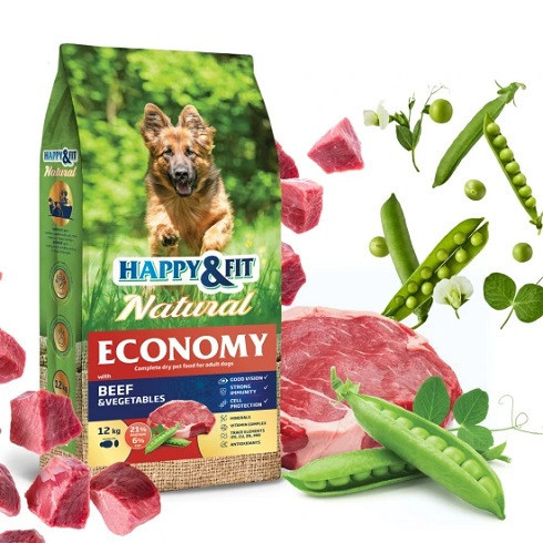 Happy Fit Natural Economy Adult with Beef and Vegetables 12kg