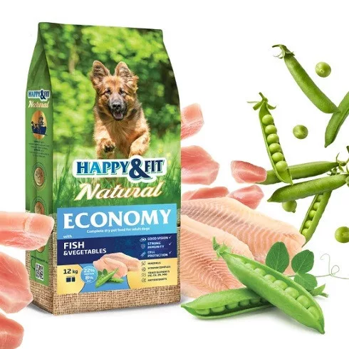 Happy Fit Natural Economy Adult with Fish and Vegetables 12+2kg