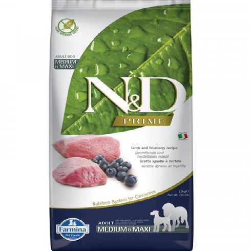 N&D Dog Prime bárány áfonya adult medium maxi 12kg ingyenes szállítás